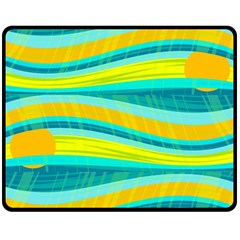 Yellow And Blue Decorative Design Fleece Blanket (medium)  by Valentinaart