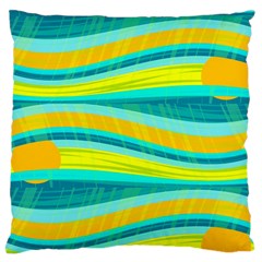 Yellow And Blue Decorative Design Large Cushion Case (one Side) by Valentinaart