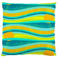 Yellow And Blue Decorative Design Large Flano Cushion Case (two Sides) by Valentinaart