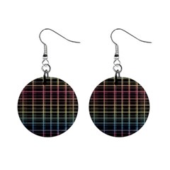 Neon Plaid Design Mini Button Earrings