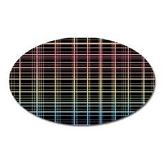 Neon Plaid Design Oval Magnet by Valentinaart