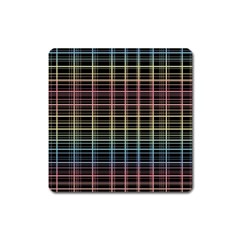 Neon Plaid Design Square Magnet by Valentinaart