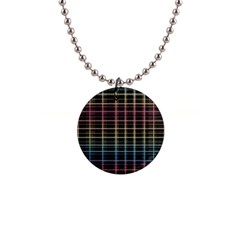 Neon Plaid Design Button Necklaces