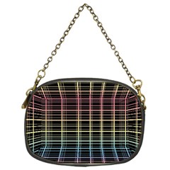 Neon Plaid Design Chain Purses (one Side)  by Valentinaart