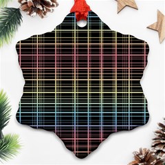 Neon Plaid Design Snowflake Ornament (2-side) by Valentinaart