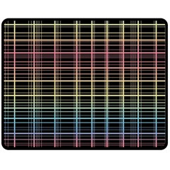 Neon Plaid Design Double Sided Fleece Blanket (medium)  by Valentinaart