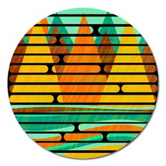 Decorative Autumn Landscape Magnet 5  (round) by Valentinaart