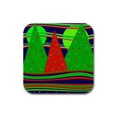 Magical Xmas Night Rubber Square Coaster (4 Pack)  by Valentinaart