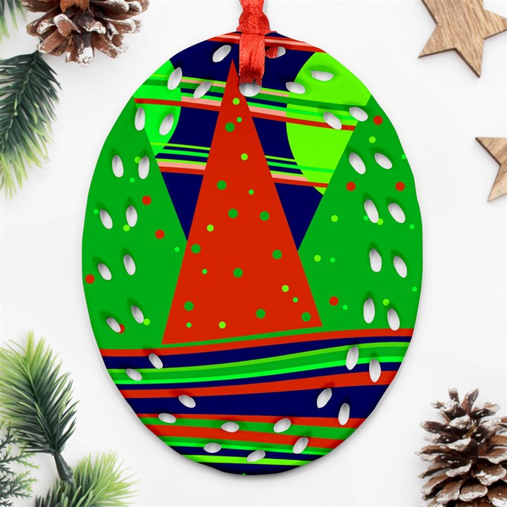 Magical Xmas night Ornament (Oval Filigree) 