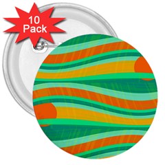 Green And Orange Decorative Design 3  Buttons (10 Pack)  by Valentinaart