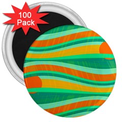 Green And Orange Decorative Design 3  Magnets (100 Pack) by Valentinaart