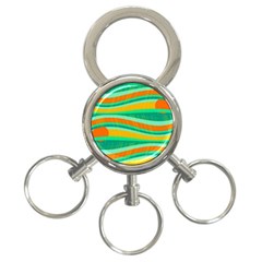 Green And Orange Decorative Design 3-ring Key Chains by Valentinaart