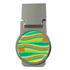 Green And Orange Decorative Design Money Clips (round)  by Valentinaart