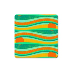 Green And Orange Decorative Design Square Magnet by Valentinaart