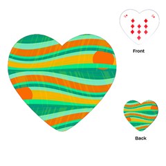 Green And Orange Decorative Design Playing Cards (heart)  by Valentinaart