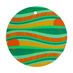 Green And Orange Decorative Design Round Ornament (two Sides)  by Valentinaart