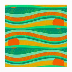 Green And Orange Decorative Design Medium Glasses Cloth (2-side) by Valentinaart