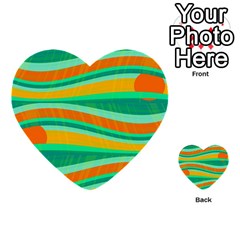 Green And Orange Decorative Design Multi-purpose Cards (heart) 