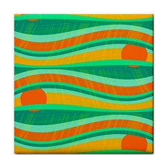 Green And Orange Decorative Design Face Towel by Valentinaart