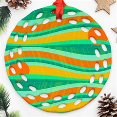 Green And Orange Decorative Design Ornament (round Filigree)  by Valentinaart