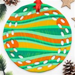 Green and orange decorative design Ornament (Round Filigree)  Front