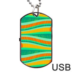 Green And Orange Decorative Design Dog Tag Usb Flash (two Sides)  by Valentinaart