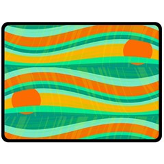 Green And Orange Decorative Design Double Sided Fleece Blanket (large)  by Valentinaart