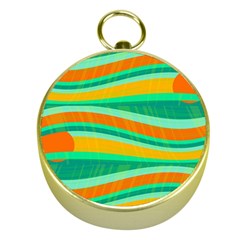 Green And Orange Decorative Design Gold Compasses by Valentinaart