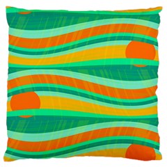 Green And Orange Decorative Design Large Flano Cushion Case (one Side) by Valentinaart