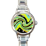 Blue and yellow Round Italian Charm Watch Front