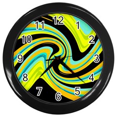 Blue and yellow Wall Clocks (Black)