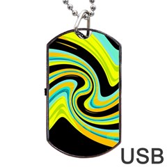 Blue and yellow Dog Tag USB Flash (Two Sides) 