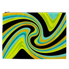 Blue And Yellow Cosmetic Bag (xxl)  by Valentinaart