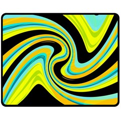 Blue and yellow Double Sided Fleece Blanket (Medium) 