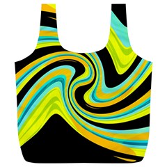 Blue And Yellow Full Print Recycle Bags (l)  by Valentinaart