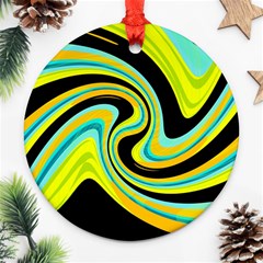 Blue And Yellow Ornament (round)  by Valentinaart