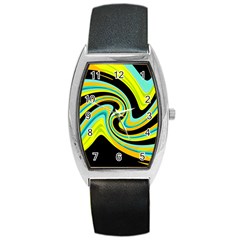 Blue And Yellow Barrel Style Metal Watch by Valentinaart