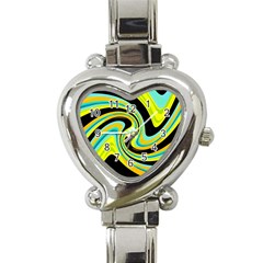 Blue And Yellow Heart Italian Charm Watch by Valentinaart