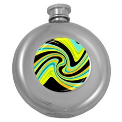 Blue And Yellow Round Hip Flask (5 Oz) by Valentinaart