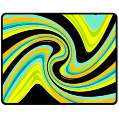 Blue And Yellow Fleece Blanket (medium)  by Valentinaart