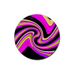 Pink And Yellow Rubber Round Coaster (4 Pack)  by Valentinaart