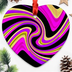 Pink And Yellow Heart Ornament (2 Sides) by Valentinaart