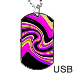 Pink And Yellow Dog Tag Usb Flash (two Sides)  by Valentinaart