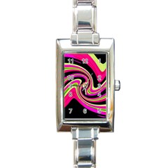 Magenta And Yellow Rectangle Italian Charm Watch by Valentinaart