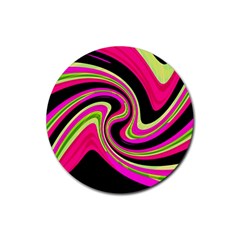 Magenta And Yellow Rubber Coaster (round)  by Valentinaart