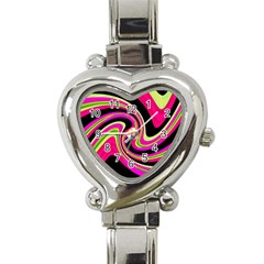 Magenta And Yellow Heart Italian Charm Watch by Valentinaart