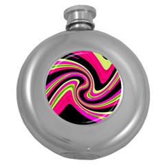 Magenta And Yellow Round Hip Flask (5 Oz) by Valentinaart