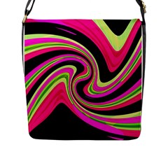 Magenta And Yellow Flap Messenger Bag (l)  by Valentinaart