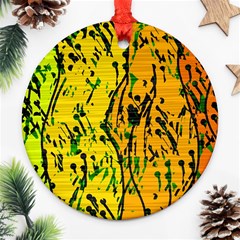 Gentle Yellow Abstract Art Ornament (round)  by Valentinaart