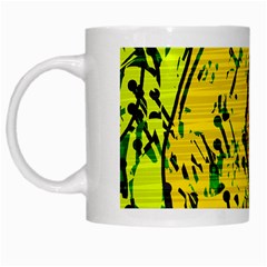 Gentle Yellow Abstract Art White Mugs by Valentinaart